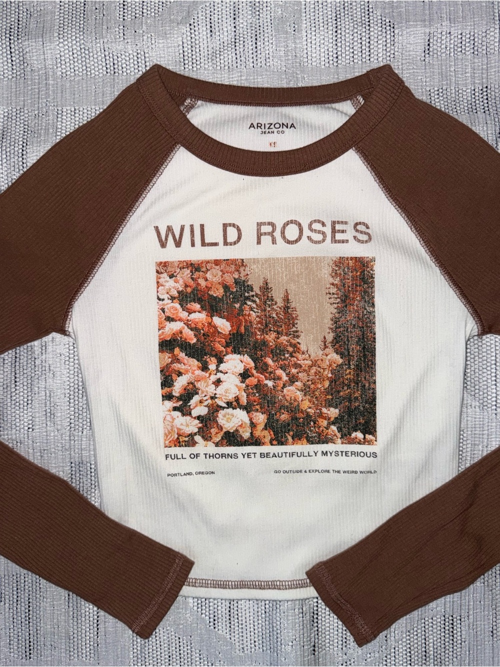 Arizona Wild Roses Ribbed Crop Top XS - Picture 3 of 7